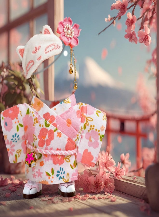 ARTST 17cm Doll Clothes,Outfit Accessories Kimono Set for 6.7inch Dolls Girl, Kawaii Chic Style Flower Hairbow+Pink Clothing+Cute MasK+Shoes(NO Doll) - Image 4
